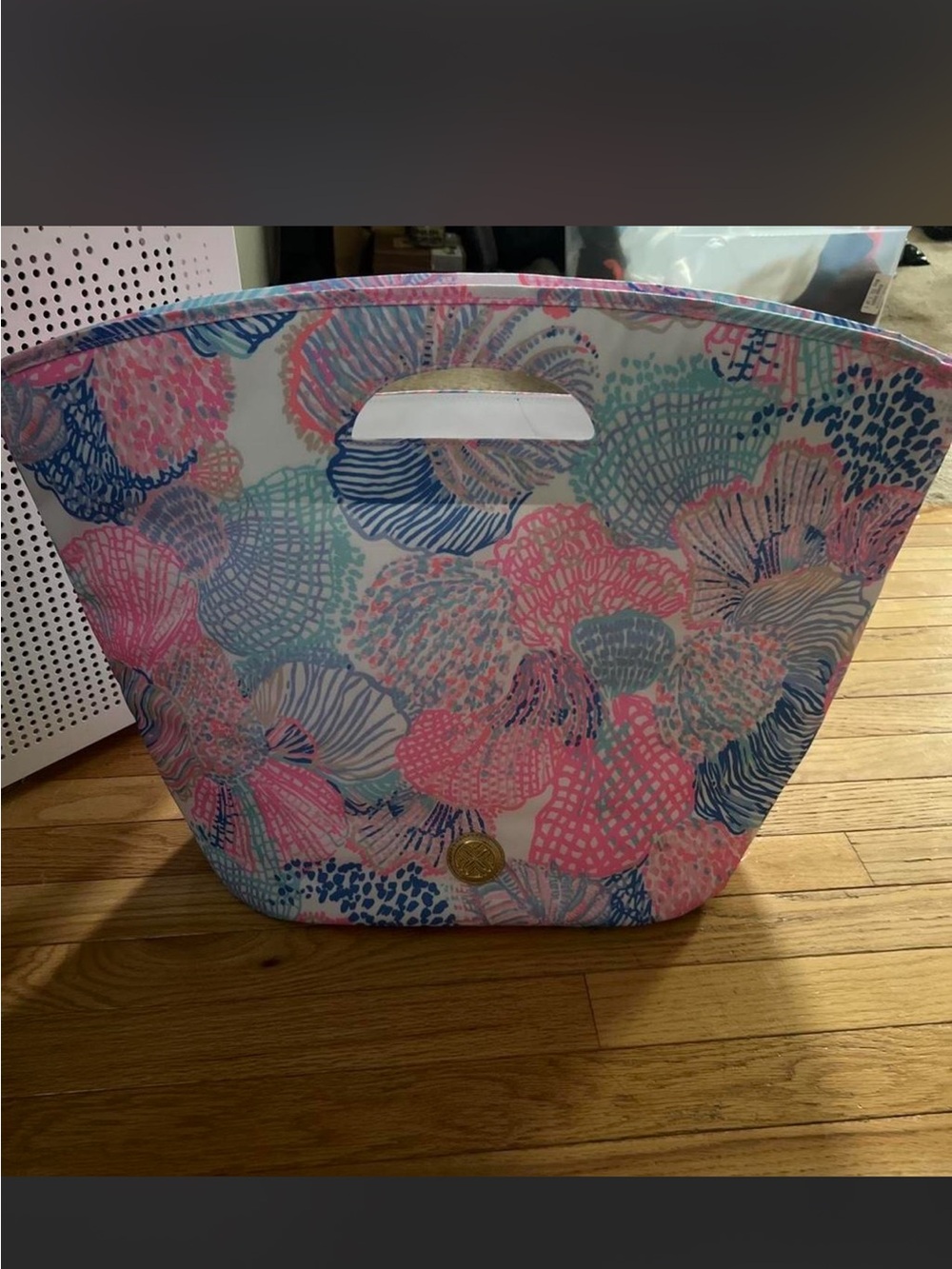 Lilly Pulitzer Pastel Floral Cutout Handle cooler Tote in Pink, Blue, Mint